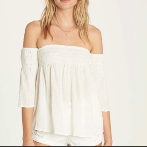 BILLABONG free flows too off the shoulder with stripes ruched S/P - Picture 8 of 8